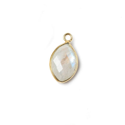 13x9mm Vermeil Bezel Rainbow Moonstone faceted marquise Petite Pendant 1 piece