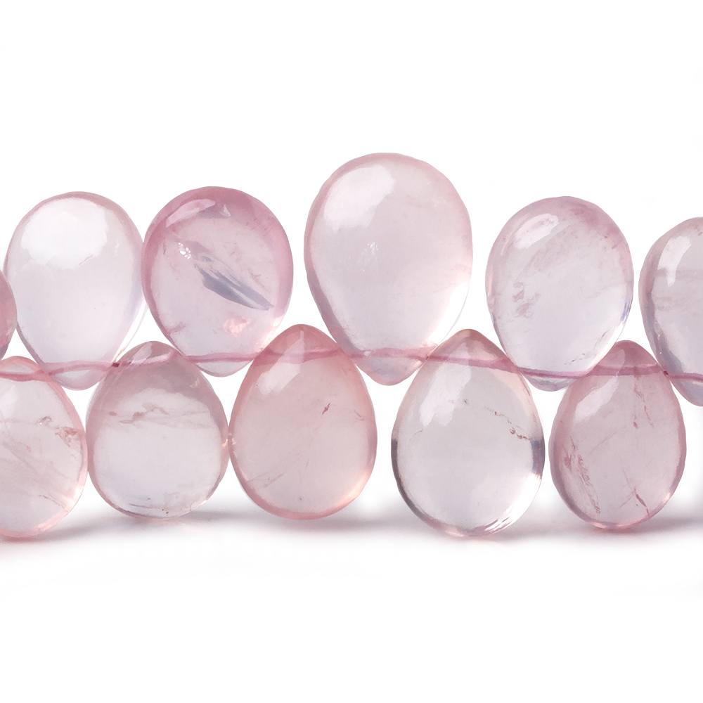 11x8x7-16x12x7mm Rose Quartz plain pear beads 8 inch 34 piece