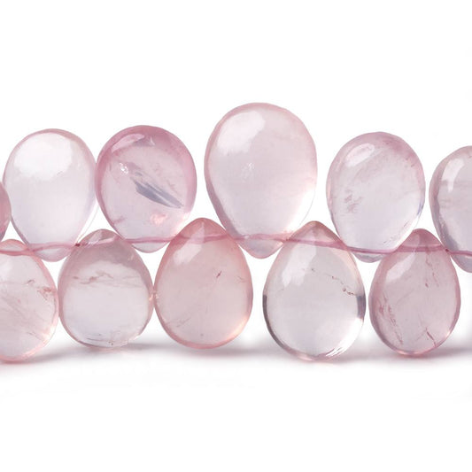 11x8x7-16x12x7mm Rose Quartz plain pear beads 8 inch 34 piece