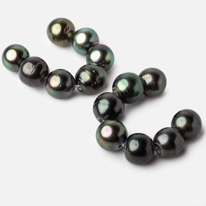 14-14.5mm Peacock Tahitian Large Hole Saltwater Pearls 4 inch 7 pieces A