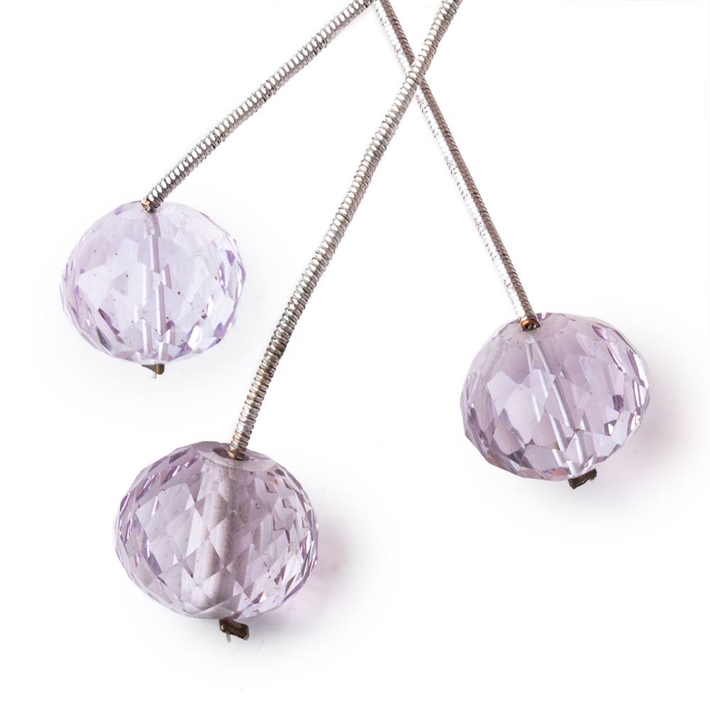 14-14.5mm Pink Amethyst Concave Faceted Rondelles Set of 3 Focal Beads