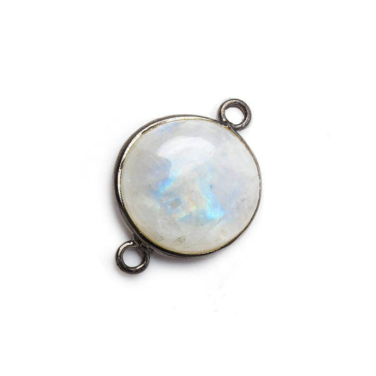 14-15mm Black Gold Bezel Rainbow Moonstone Cabochon Connector 1 piece