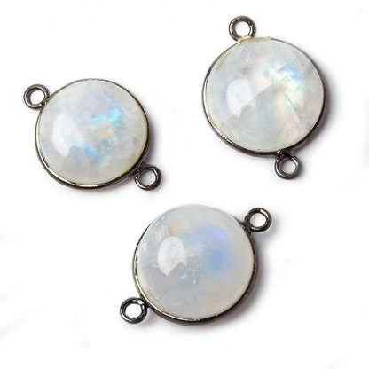 14-15mm Black Gold Bezel Rainbow Moonstone Cabochon Connector 1 piece