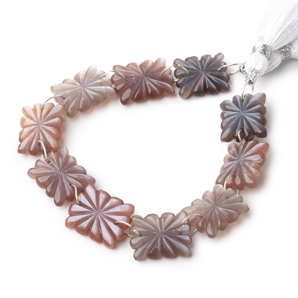 14-15mm Chocolate Moonstone Double Drill Carved Rectangle 10 Beads