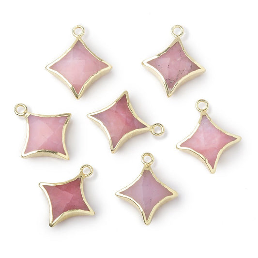 14-15mm Gold Leafed Pink Peruvian Opal 4 Point Star Focal Pendant 1 piece