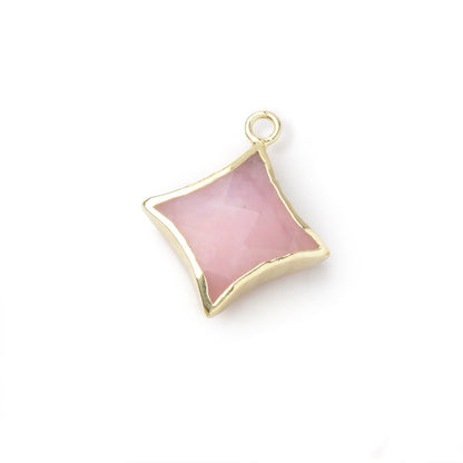 14-15mm Gold Leafed Pink Peruvian Opal 4 Point Star Focal Pendant 1 piece