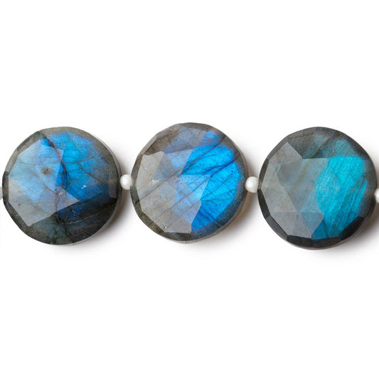 14-15mm Labradorite Faceted Coin Beads 7.5 inch 13 pieces