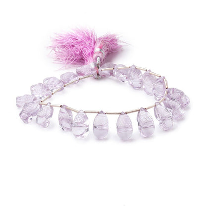14-15mm Pink Amethyst Carved Pear Beads 8.5 inch 20 pieces