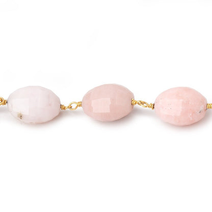 14-15mm Pink Peruvian Opal Faceted Oval Beads on Vermeil Chain