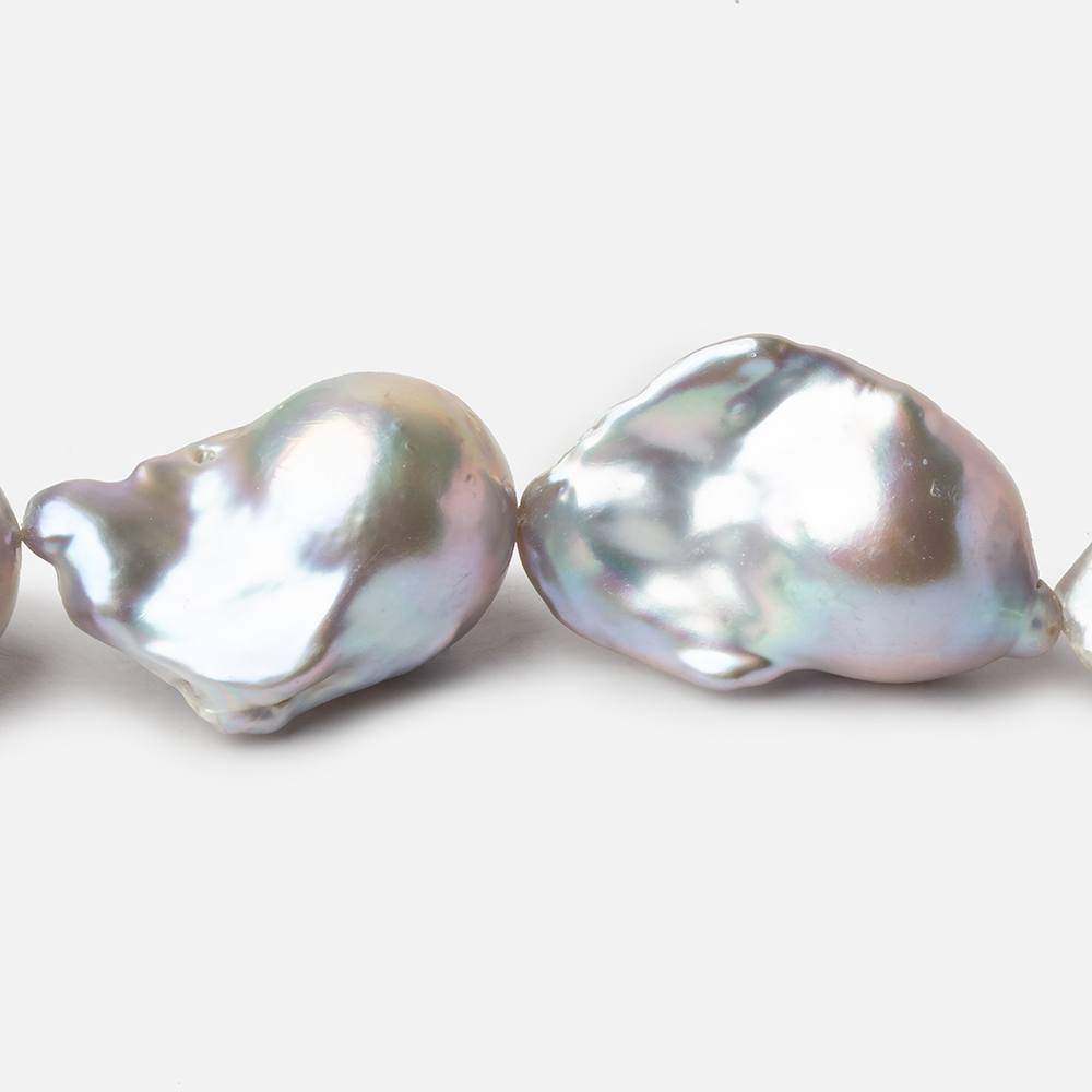 14-15mm Silver Ultra Baroque Freshwater Pearls 15.5 inch 15 pcs .8mm drill hole AAA