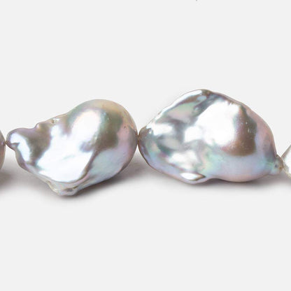 14-15mm Silver Ultra Baroque Freshwater Pearls 15.5 inch 15 pcs .8mm drill hole AAA