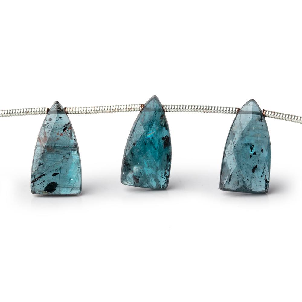 14-15mm Teal Moss Kyanite Faceted Triangle Beads 7 inch 12 pieces