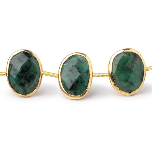 14-15mm Vermeil Bezel Emerald Faceted Nuggets 6 inch 9 Beads