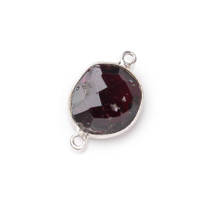 14-16mm .925 Silver Bezel Rhodolite Garnet Faceted Nugget Connector 1 piece