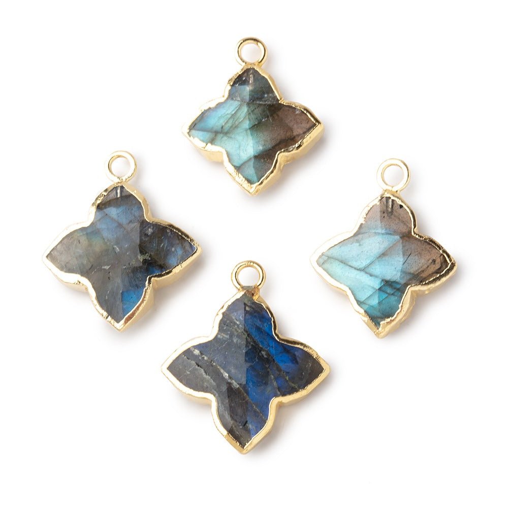 14-16mm Gold Leafed Labradorite 4 Pointed Star Focal Pendant 1 piece