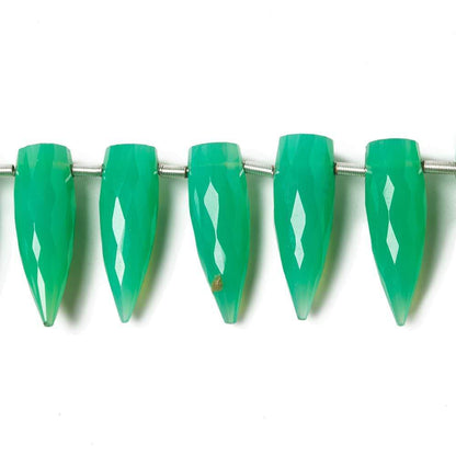 14-16mm Green Chalcedony Faceted Fancy Beads 8 inch 26 pieces