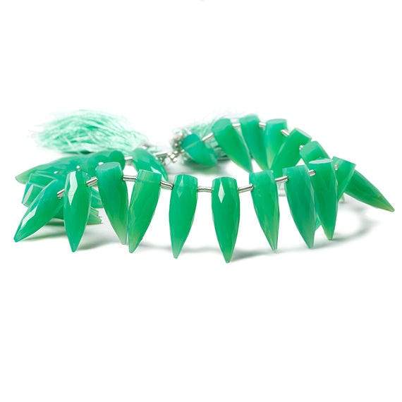 14-16mm Green Chalcedony Faceted Fancy Beads 8 inch 26 pieces