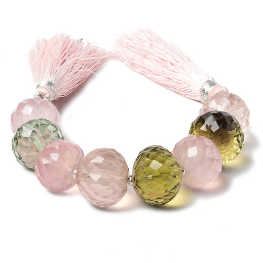 14-16mm Multiple Quartz concave faceted rondelle beads 4 inch 8 pieces AAA