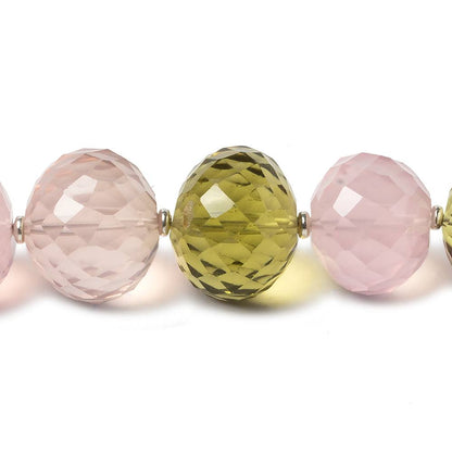 14-16mm Multiple Quartz concave faceted rondelle beads 4 inch 8 pieces AAA