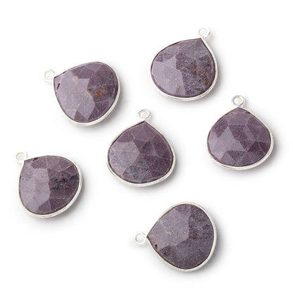 14-16mm Sterling Silver Bezel Turkish Purple Jade Heart Focals 1 piece