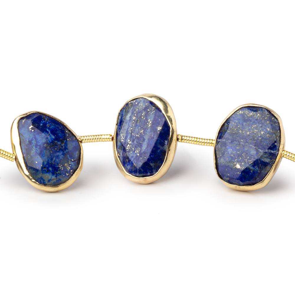 14-16mm Vermeil Bezel Lapis Lazuli Faceted Nuggets 7.5 inch 11 Beads