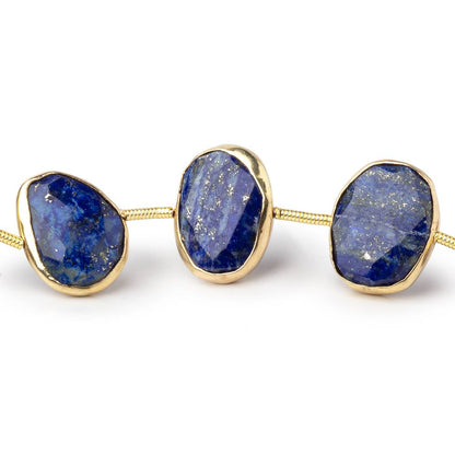 14-16mm Vermeil Bezel Lapis Lazuli Faceted Nuggets 7.5 inch 11 Beads