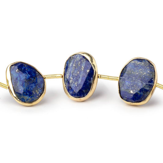 14-16mm Vermeil Bezel Lapis Lazuli Faceted Nuggets 7.5 inch 11 Beads