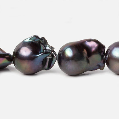 14-17mm Peacock Ultra Baroque Freshwater Pearls 17 inch 19 pcs .8mm drill hole AAA