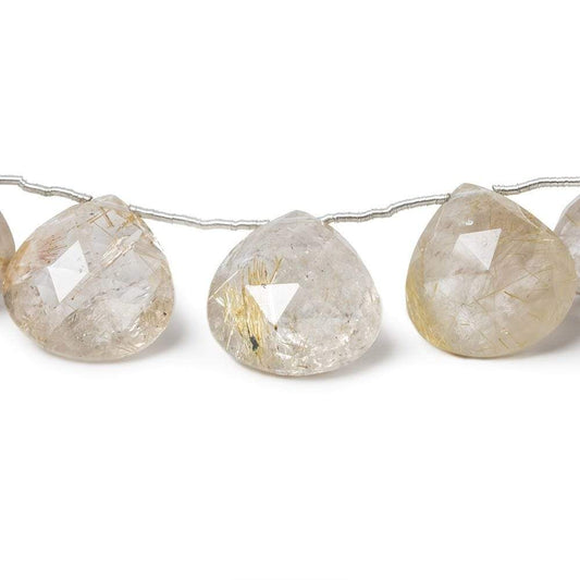 14-17mm Rutilated Quartz Heart Briolette 8 inch 11 pieces