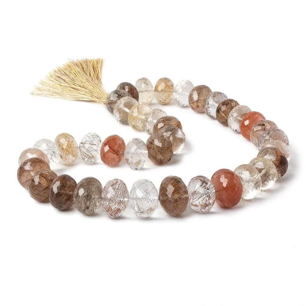 14-18.5mm Rutilated Quartz faceted rondelles 16 inch 37 beads AAA