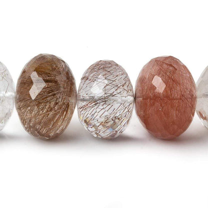 14-18.5mm Rutilated Quartz faceted rondelles 16 inch 37 beads AAA