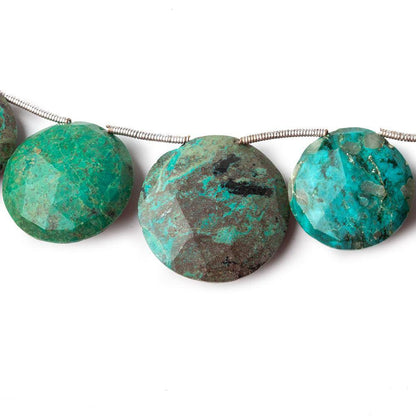 14-22mm Chrysocolla Top Drilled Faceted Coin Beads 5 inch 7 pieces