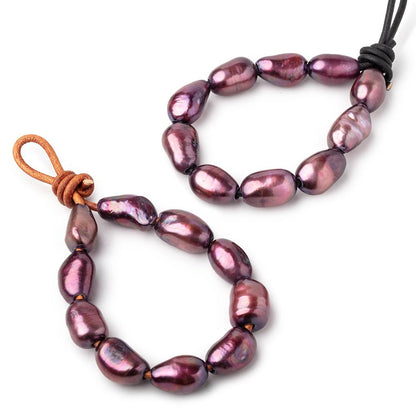 14.5-15.5mm Merlot Large Hole Baroque Pearls Set of 10