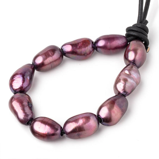 14.5-15.5mm Merlot Large Hole Baroque Pearls Set of 10