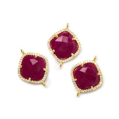 14.5mm Vermeil Bezel White CZ & Red Aventurine Cushion Pendant 1 piece