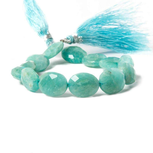 14.5x11-17x11mm Amazonite Straight Drilled Faceted Oval Beads 8 inch 12 pieces