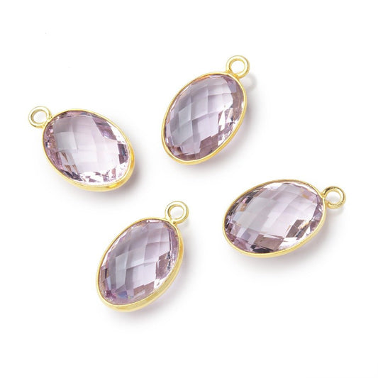 14.5x11mm Vermeil Bezel Pink Amethyst Faceted Oval Pendant 1 piece
