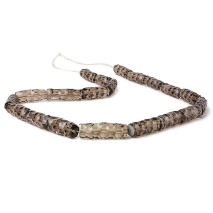 14.5x6-22x7mm Smoky Quartz concave faceted tubes 15 inch 22 beads AAA