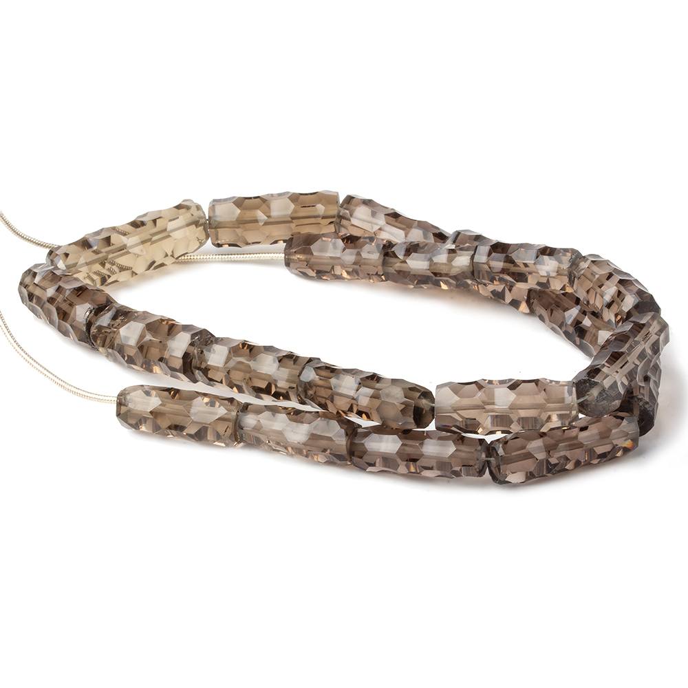 14.5x6-22x7mm Smoky Quartz concave faceted tubes 15 inch 22 beads AAA