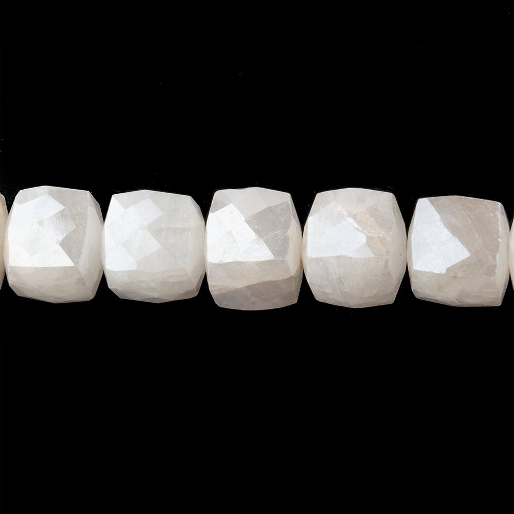 8x8mm Silverite Sapphire faceted Cube beads 8 inch 26 pcs A