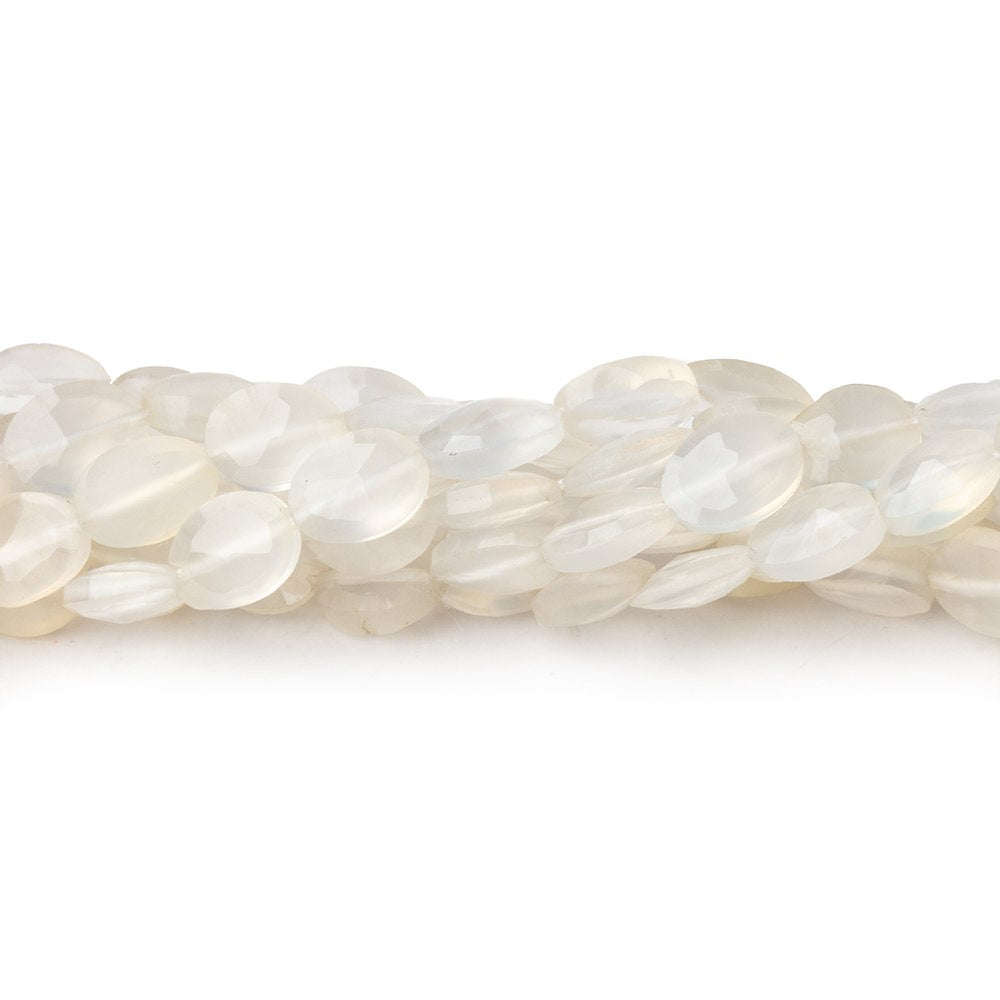 7x5mm White Chalcedony straight drilled faceted ovals 13.5 inch 44 beads
