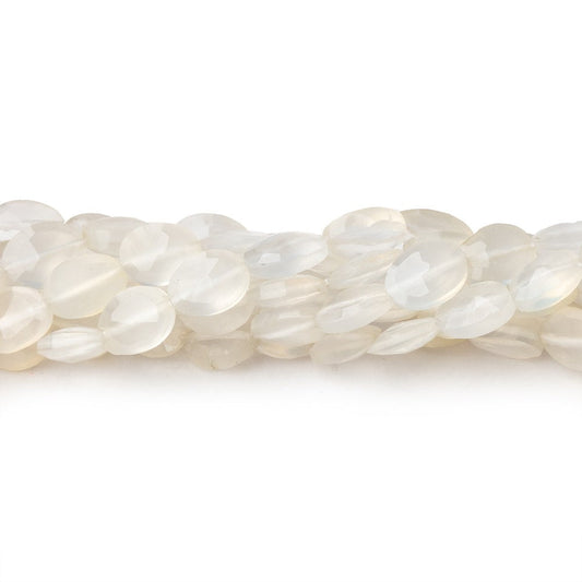 7x5mm White Chalcedony straight drilled faceted ovals 13.5 inch 44 beads