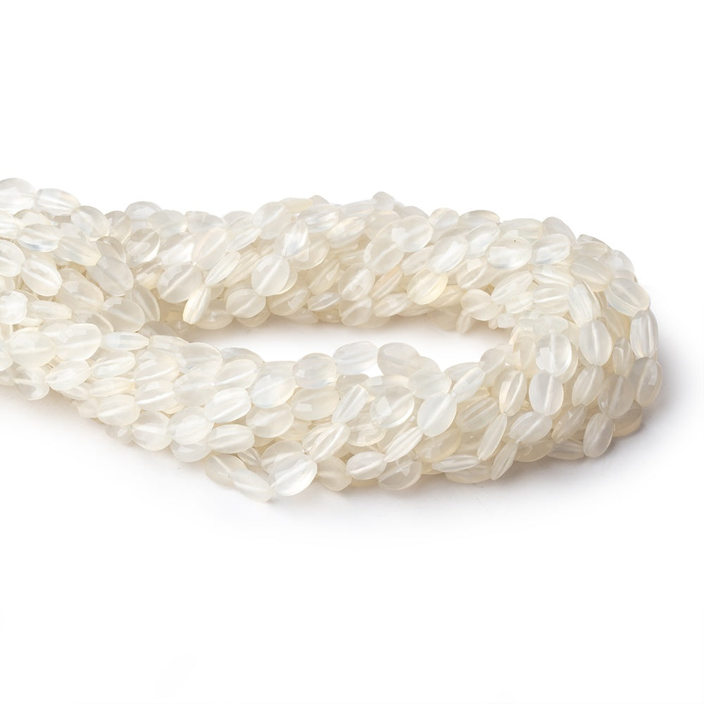 7x5mm White Chalcedony straight drilled faceted ovals 13.5 inch 44 beads