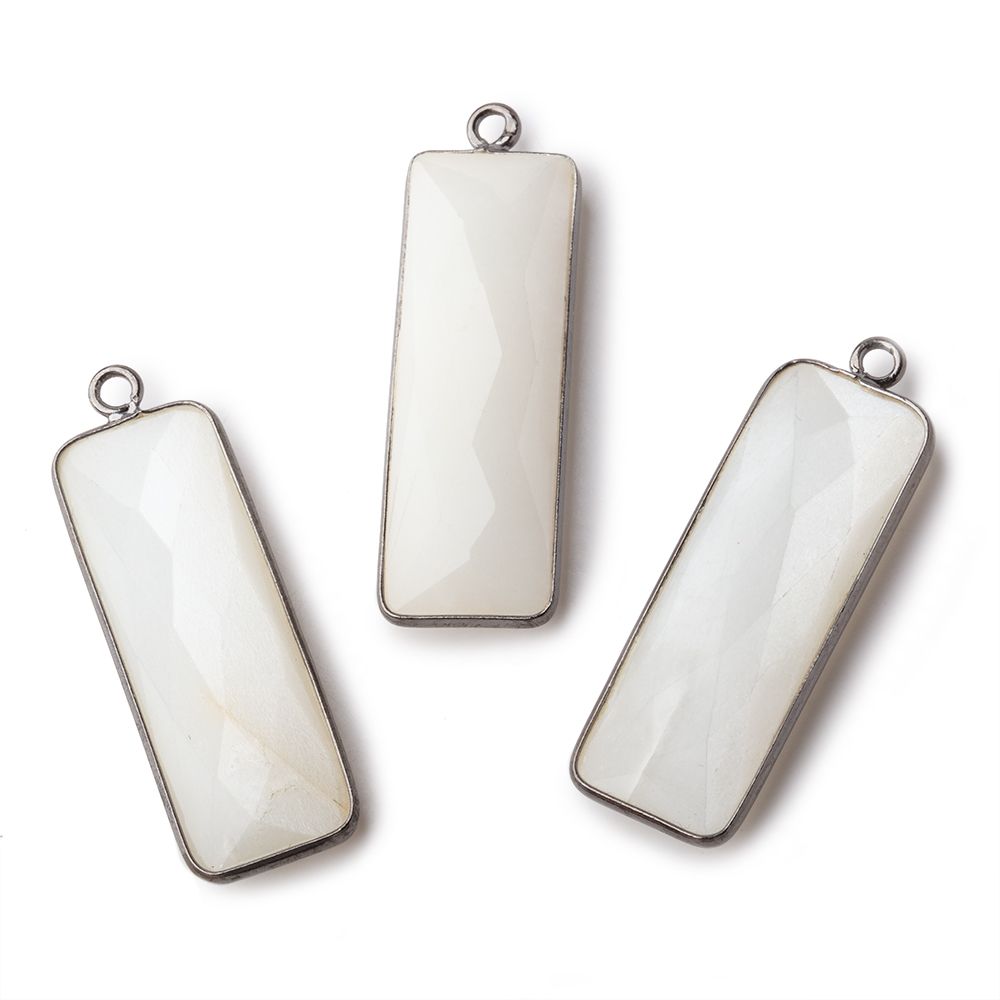 31x11mm Black Gold Bezel White Moonstone Bar 1 ring pendant 1 piece