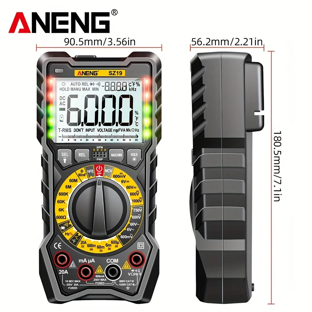 SZ19 6000 Counts Digital Multimeter True RMS AC/DC Voltage Current Meter Ohm Hz Capacitance NCV Detector Analog Tester