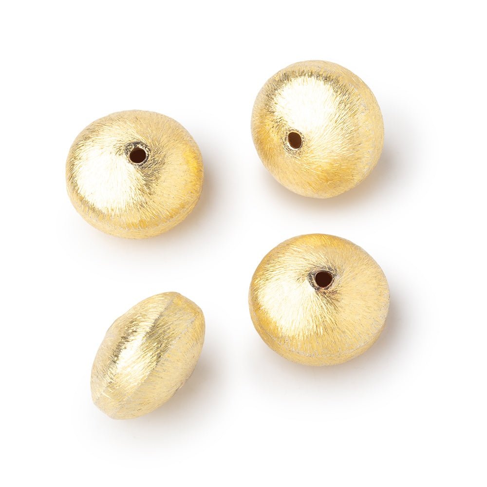 14mm 22kt Plated Copper Brushed Puffy Disc Beads Set of 4 pieces
