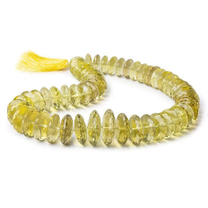 13mm - 15mm Lemon Quartz German Faceted Rondelles 16 inch 70 beads AAA