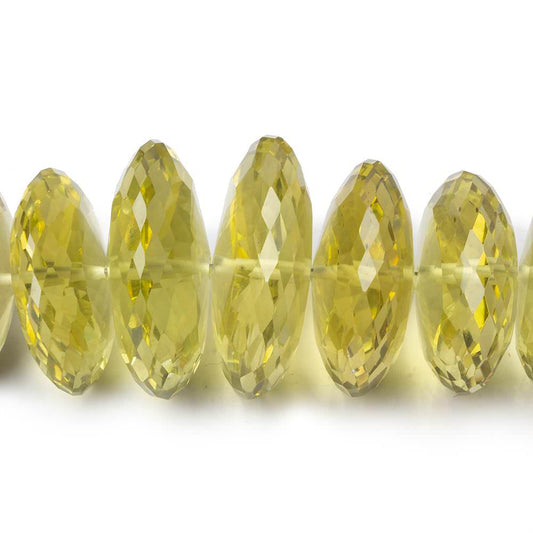 13mm - 15mm Lemon Quartz German Faceted Rondelles 16 inch 70 beads AAA