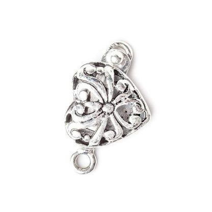 14mm Antiqued Sterling Silver Box Clasp Filigree Heart 1 piece