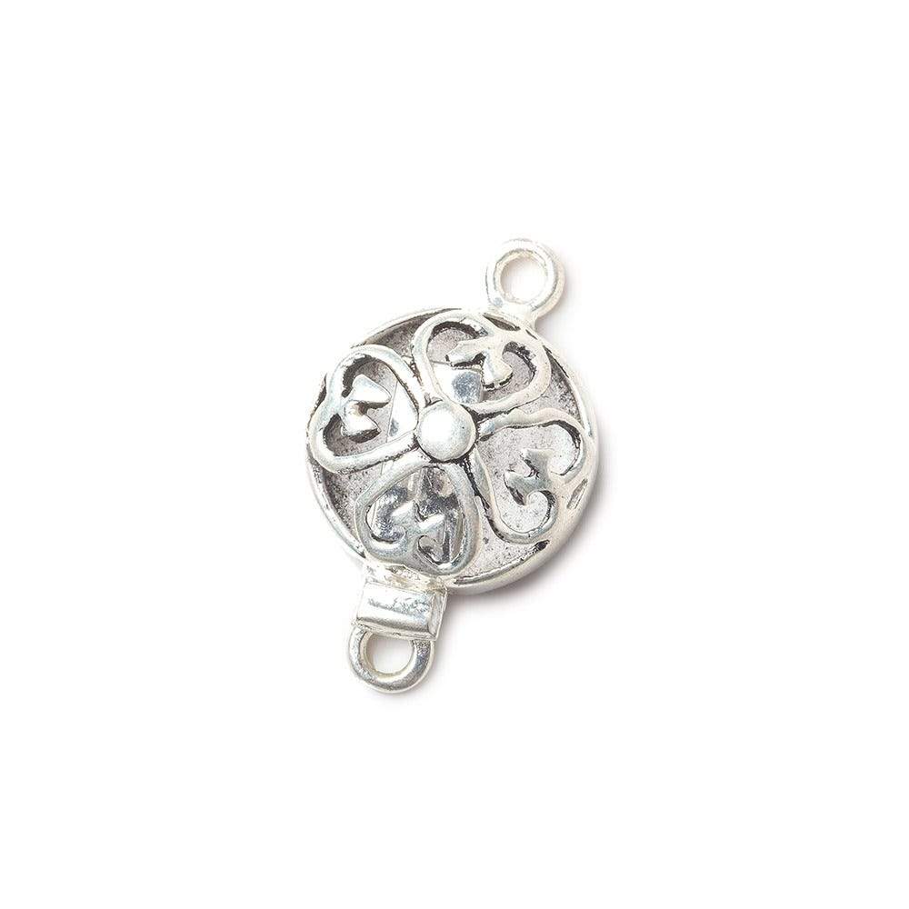 14mm Antiqued Sterling Silver plated Box Clasp Filigree Flower 1 piece